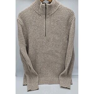 Banana Republic Men's Waffle 90's Quarter Zip Y2K Pullover Soft Sweater Tan L